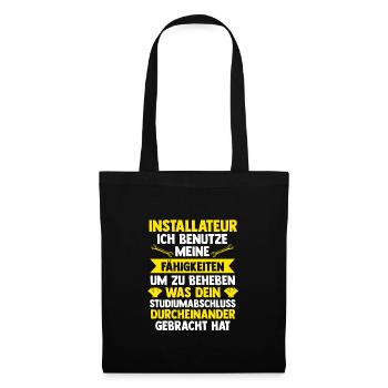 Installateur Beruf Wasserinstallateur Geschenk - Stoffbeutel - Schwarz - Vorne