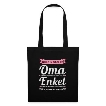 Oma & Enkel Familie Großmutter Geschenk - Stoffbeutel - Schwarz - Vorne