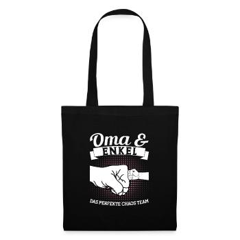 Oma & Enkel Familie Großmutter Geschenk - Stoffbeutel - Schwarz - Vorne