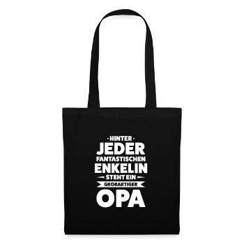 Opa & Enkelin Familie Großvater Geschenk - Stoffbeutel - Schwarz - Vorne