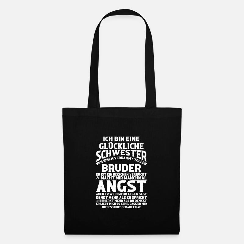 Schwester Bruder Schwester Geschenk - Stoffbeutel - Schwarz