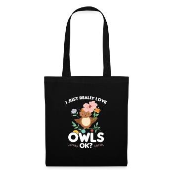 Eule Vogel Eulen Geschenk - Stoffbeutel - Schwarz - Vorne