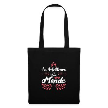 La meilleur du monde. Cadeau copine cadeau d'amour - Sac en tissu - noir - Devant
