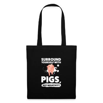 Schweine Schweinefarm Geschenk - Stoffbeutel - Schwarz - Vorne