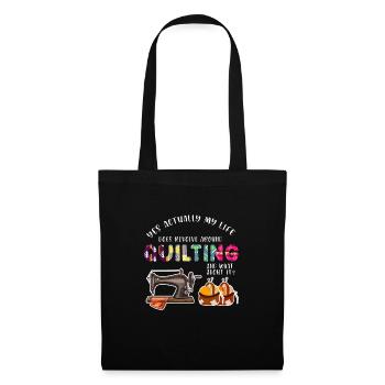 Quilten Quilten Quilting Maschine Geschenk - Stoffbeutel - Schwarz - Vorne
