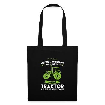 Traktor Trecker Traktorfahrer Geschenk - Stoffbeutel - Schwarz - Vorne