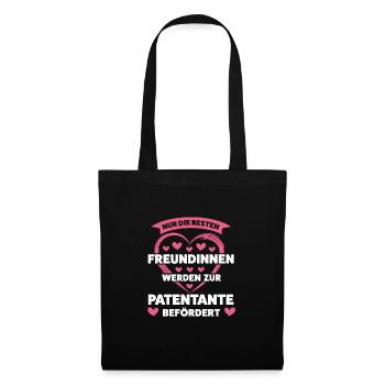 Patentante Patin Patenkind Geschenk - Stoffbeutel - Schwarz - Vorne