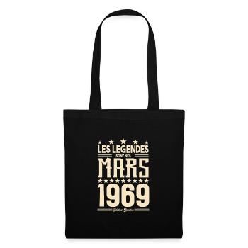 cadeau d'anniversaire mars 1969. cadeau Mars 1969. - Sac en tissu - noir - Devant