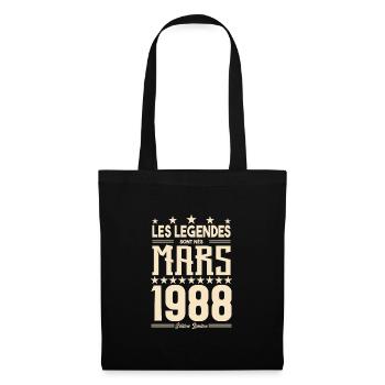 cadeau d'anniversaire mars 1988. cadeau Mars 1988. - Sac en tissu - noir - Devant