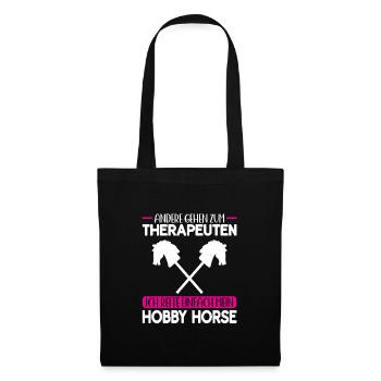 Hobby Horse Pferde Hobbyhorse Geschenk - Stoffbeutel - Schwarz - Vorne