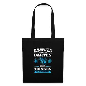 Darten Trinken Dartspieler Geschenk - Stoffbeutel - Schwarz - Vorne