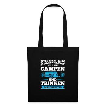 Campen Trinken Camper Geschenk - Stoffbeutel - Schwarz - Vorne