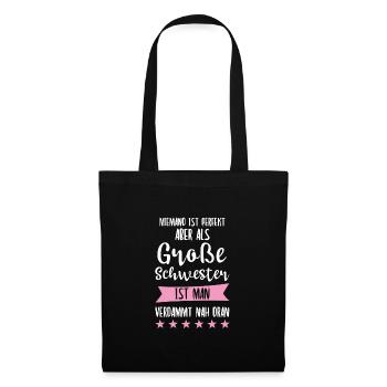 Große Schwester Familie Grosse Schwester Geschenk - Stoffbeutel - Schwarz - Vorne