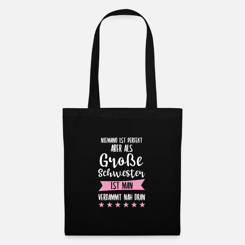 Große Schwester Familie Grosse Schwester Geschenk - Stoffbeutel - Schwarz