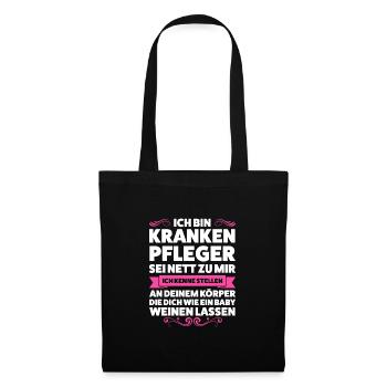 Krankenpfleger Beruf Pfleger Geschenk - Stoffbeutel - Schwarz - Vorne