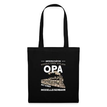 Dampflokomotive Opa Modelleisenbahn Geschenk - Stoffbeutel - Schwarz - Vorne