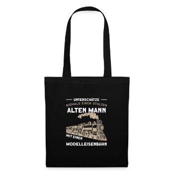 Dampflokomotive Zug Modellbauer Geschenk - Stoffbeutel - Schwarz - Vorne