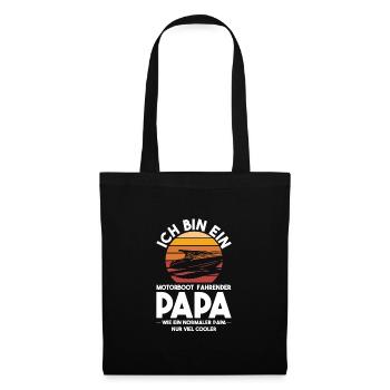 Motorboot Papa Vater Geschenk - Stoffbeutel - Schwarz - Vorne