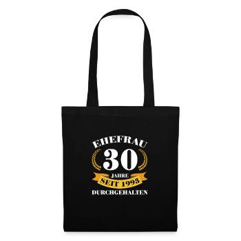 30. Hochzeitstag Ehefrau Perlenhochzeit Geschenk - Stoffbeutel - Schwarz - Vorne
