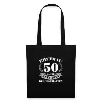 50. Hochzeitstag Ehefrau Goldene Hochzeit Geschenk - Stoffbeutel - Schwarz - Vorne