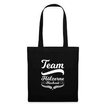 5. Hochzeitstag Ehepaar Hölzerne Hochzeit Geschenk - Stoffbeutel - Schwarz - Vorne