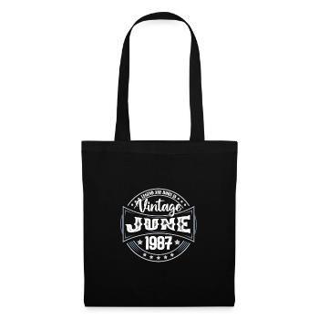 1987 Juni. Geburtstagsgeschenk Juni 1987. Juni - Stoffbeutel - Schwarz - Vorne