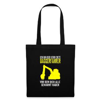 Baggerfahrer Bagger Fahrer Geschenk - Stoffbeutel - Schwarz - Vorne