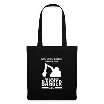 Baggerfahrer Bagger Fahrer Geschenk - Stoffbeutel - Schwarz - Vorne