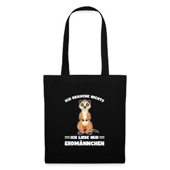 Tiere Erdmännchen Erdmännchene Geschenk - Stoffbeutel - Schwarz - Vorne