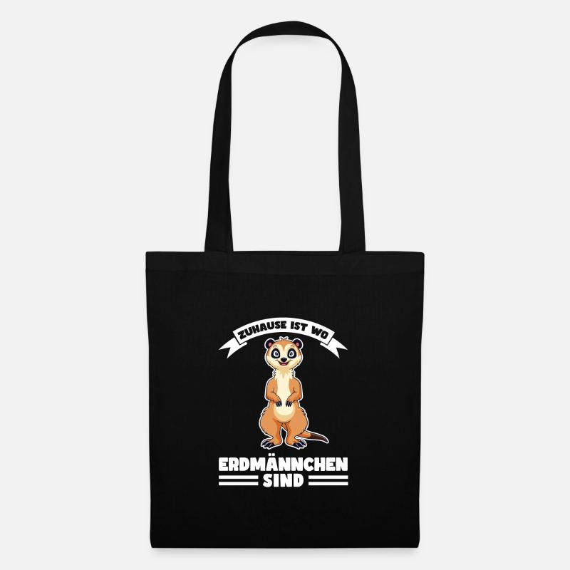 Tiere Erdmännchen Erdmännchene Geschenk - Stoffbeutel - Schwarz