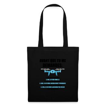 Drohne drones quadrocopter Geschenk - Stoffbeutel - Schwarz - Vorne