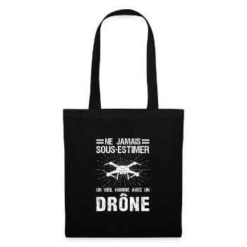 Drohne drones quadrocopter Geschenk - Stoffbeutel - Schwarz - Vorne