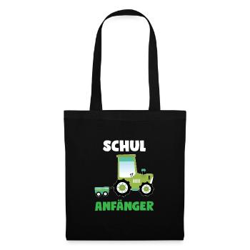 Schulkind Traktor Einschulung Geschenk - Stoffbeutel - Schwarz - Vorne