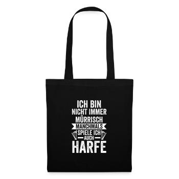 Harfe Musiker Harfenist Geschenk - Stoffbeutel - Schwarz - Vorne