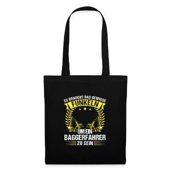 Baggerfahrer Beruf Bagger-Fahrer Geschenk - Stoffbeutel - Schwarz - Vorne