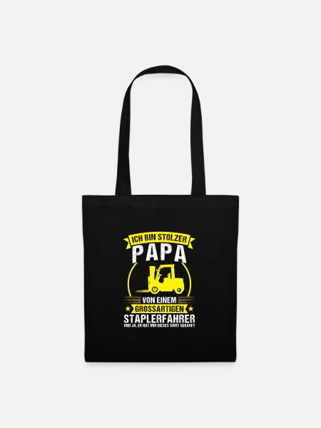 Staplerfahrer Papa Gabelstaplerfahrer Geschenk - Stoffbeutel - Schwarz