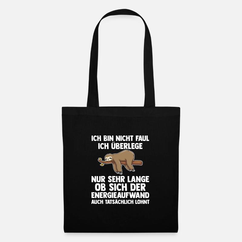 Faultier Faul Fauler Geschenk - Stoffbeutel - Schwarz
