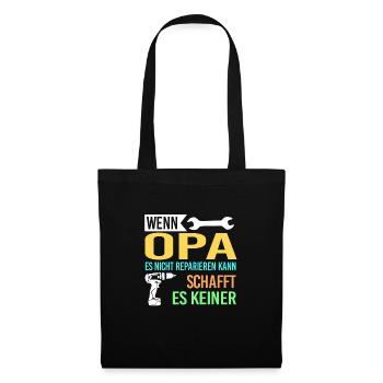 Opa Familie Großväter Geschenk - Stoffbeutel - Schwarz - Vorne