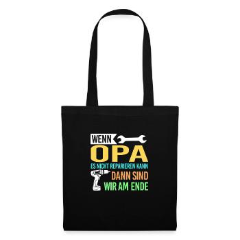 Opa Familie Großvater Geschenk - Stoffbeutel - Schwarz - Vorne