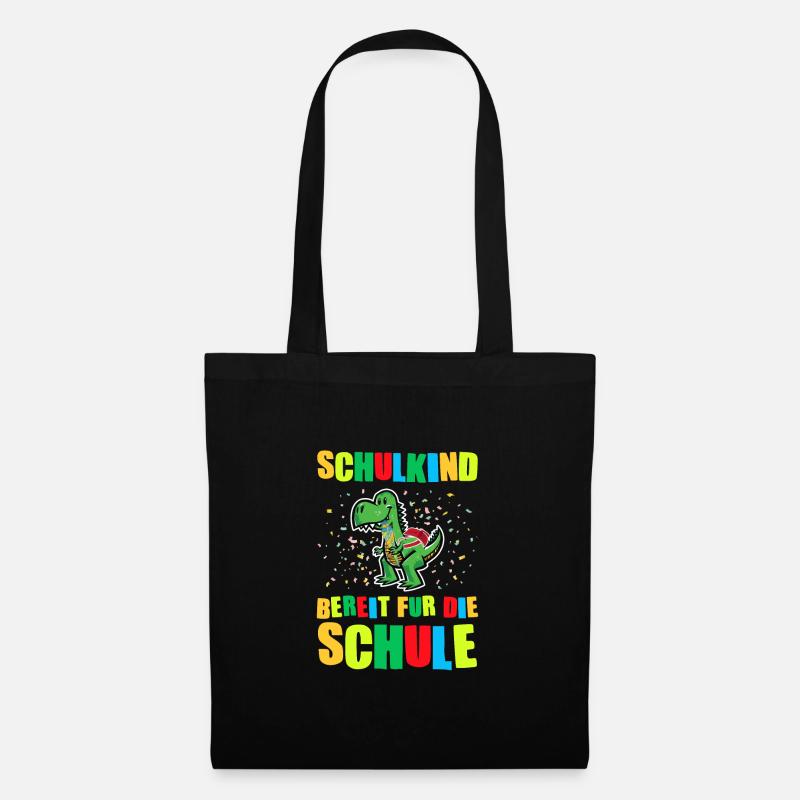 Schulkind Dino Schulanfänger Geschenk - Stoffbeutel - Schwarz