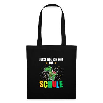 Schulkind Dino Einschulung Geschenk - Stoffbeutel - Schwarz - Vorne