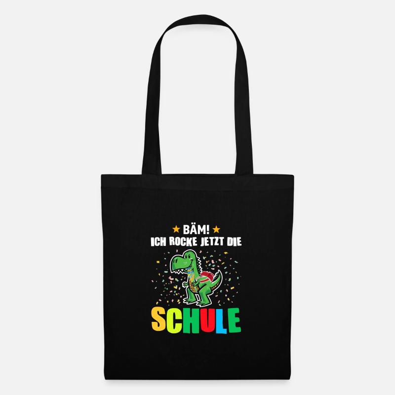Schulkind Dino Erstklässler Geschenk - Stoffbeutel - Schwarz