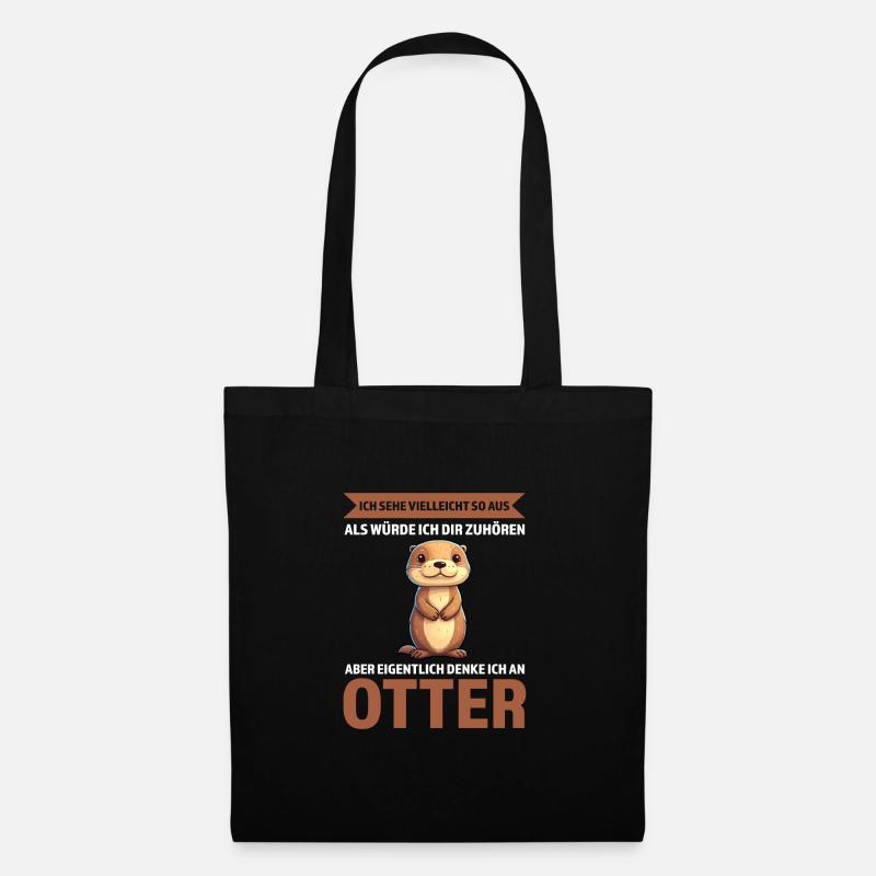 Otter Tier Fischotter Geschenk - Stoffbeutel - Schwarz
