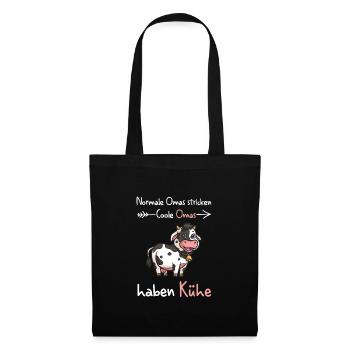Kuh Oma Kuh Oma Geschenk - Stoffbeutel - Schwarz - Vorne