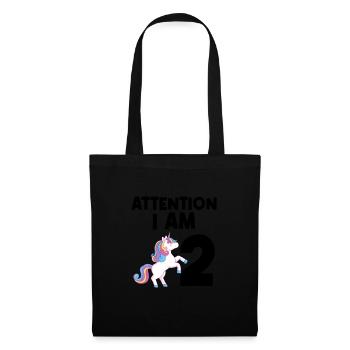 2nd Birthday Mädchen Einhorn 2nd Birthday Mädchen - Stoffbeutel - Schwarz - Vorne