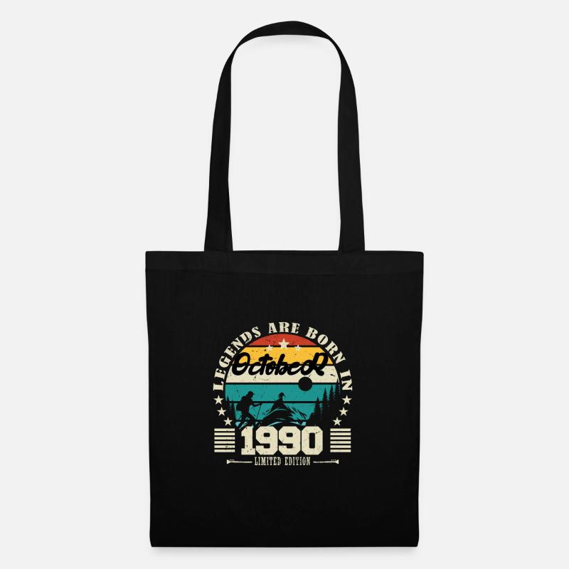 Oktober 1990. Oktober 1990 Geburtstagsgeschenk. - Stoffbeutel - Schwarz
