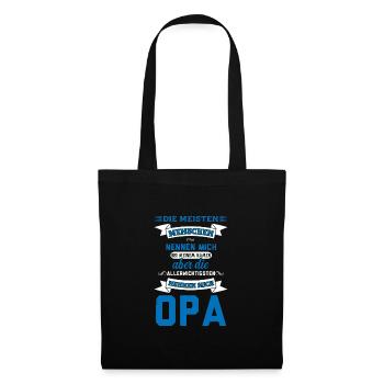 Opa Familie Enkelkind Geschenk - Stoffbeutel - Schwarz - Vorne