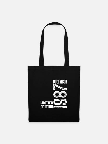 Geburtstagsgeschenk Dezember 1987. Dezember 1987. - Stoffbeutel - Schwarz