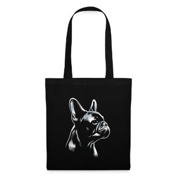 Bouledogue Français dessin tête argent - Sac en tissu - noir - Devant
