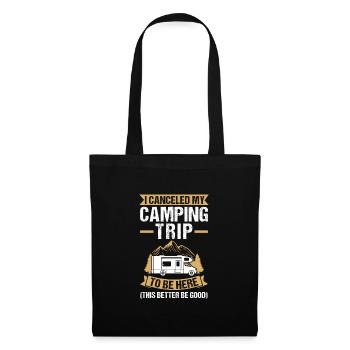 Campen Camping Camper Geschenk - Stoffbeutel - Schwarz - Vorne